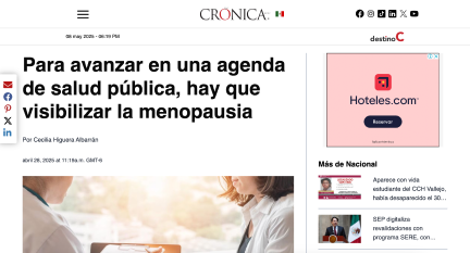 PARA AVANZAR EN UNA AGENDA DE SALUD PÚBLICA, HAY QUE VISIBILIZAR LA MENOPAUSIA - La Crónica